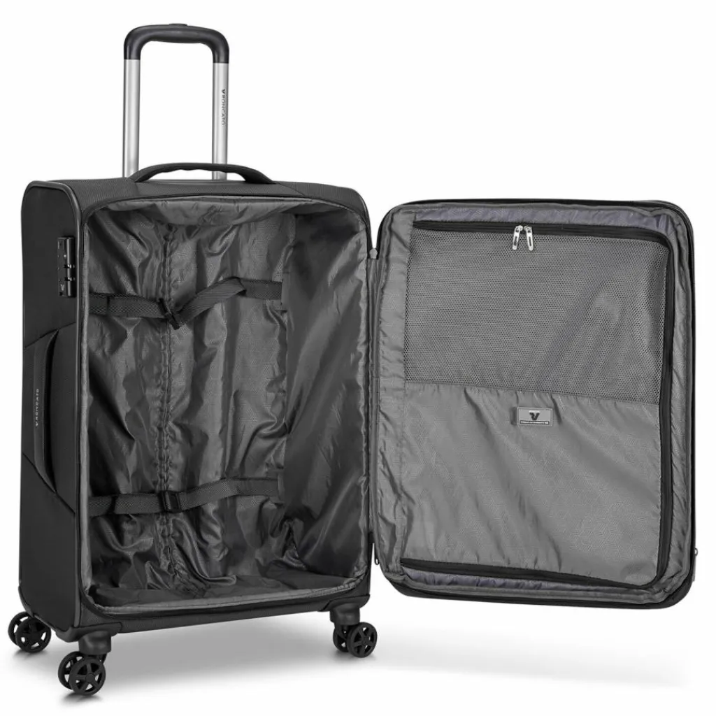 Roncato Weichgepäck|4-Rollen Koffer<Jazz 4.0 4 Rollen Trolley M 65 cm mit Dehnfalte schwarz