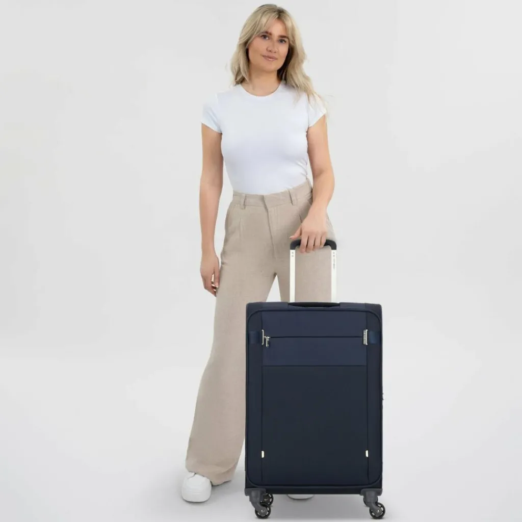 Clearance Samsonite Citybeat 4 Rollen Trolley 66 cm mit Dehnfalte navy blue