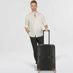 Samsonite Hartgepäck|4-Rollen Koffer<Magnum Eco 4 Rollen Trolley 69 cm black-red