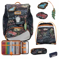 New Scout Alpha Safety Light Schulranzen-Set 5-teilig Flames