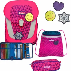 New Scout Sunny II Neon Safety Schulranzen-Set 4-teilig pink glow