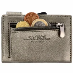 SecWal Kreditkartenetui Geldbörse RFID Leder 9,5 cm grau