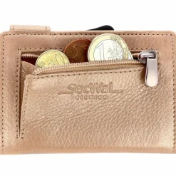 SecWal Herrengeldbörsen Querformat<Kreditkartenetui Geldbörse RFID Leder 9,5 cm rosé