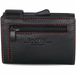 Clearance SecWal 1 Kreditkartenetui Geldbörse RFID Leder 9 cm schwarz-rot