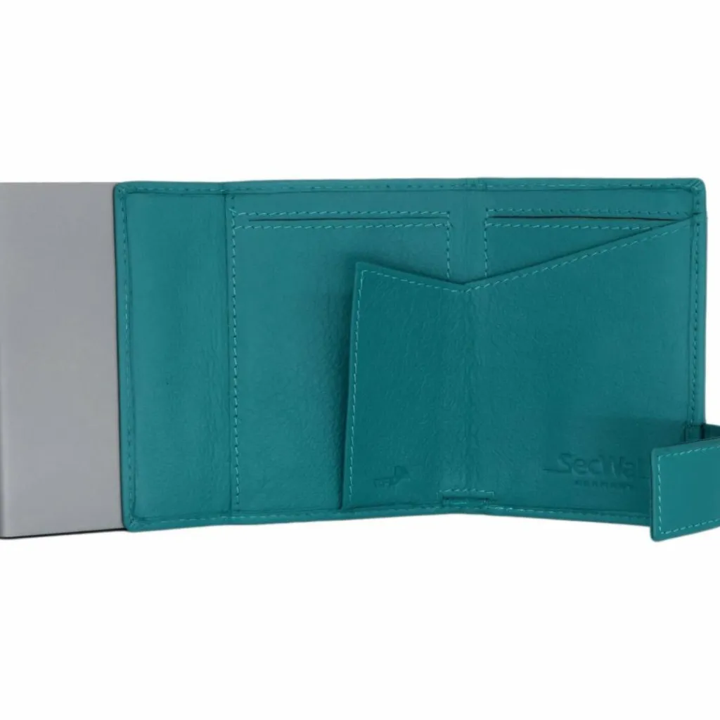 SecWal Visitenkartenetuis<1 Kreditkartenetui Geldbörse RFID Leder 9 cm türkis