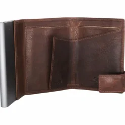 SecWal Visitenkartenetuis<2 Kreditkartenetui Geldbörse RFID Leder 9 cm braun