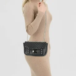 Seidenfelt Schultertaschen<Jomala Schultertasche 24 cm black with tiny rivets