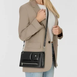 Seidenfelt Schultertaschen<Liinaja Schultertasche 23 cm glossy black