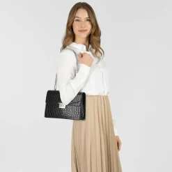 Seidenfelt Umhängetaschen<Roros Big Umhängetasche 25 cm croco print black