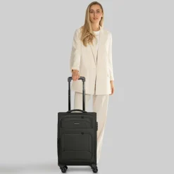 Smartbox Weichgepäck Kabinengepäck|4-Rollen Kabinentrolleys<Edition 04 4 Rollen Kabinentrolley 55 cm mit Dehnfalte black