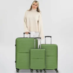 Hot Stratic Shine 4 Rollen Kofferset 3-teilig mit Dehnfalte olive