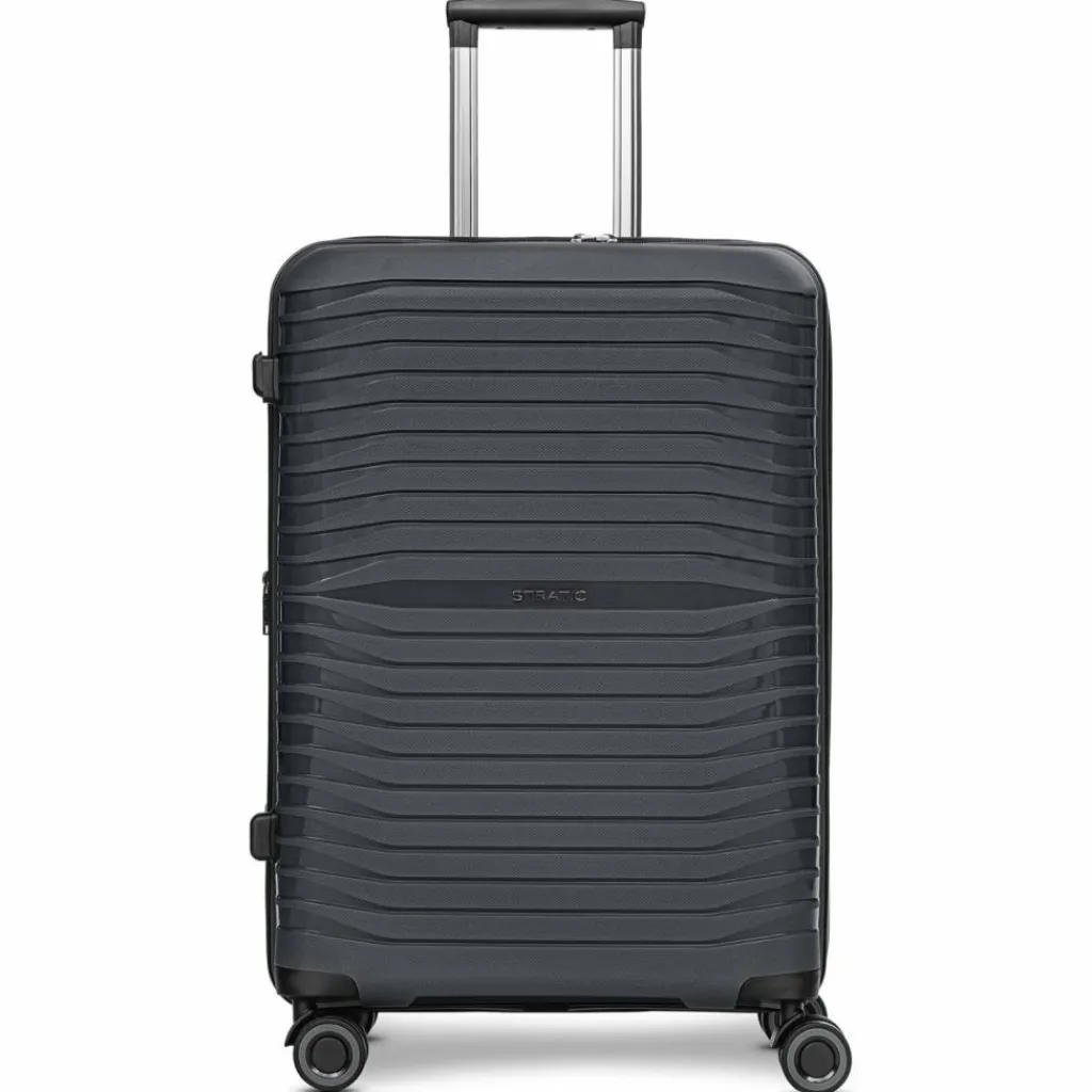 Stratic Hartgepäck|4-Rollen Koffer<Shine 4 Rollen Trolley 65 cm mit Dehnfalte black
