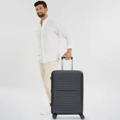 Stratic Hartgepäck|4-Rollen Koffer<Shine 4 Rollen Trolley 65 cm mit Dehnfalte black