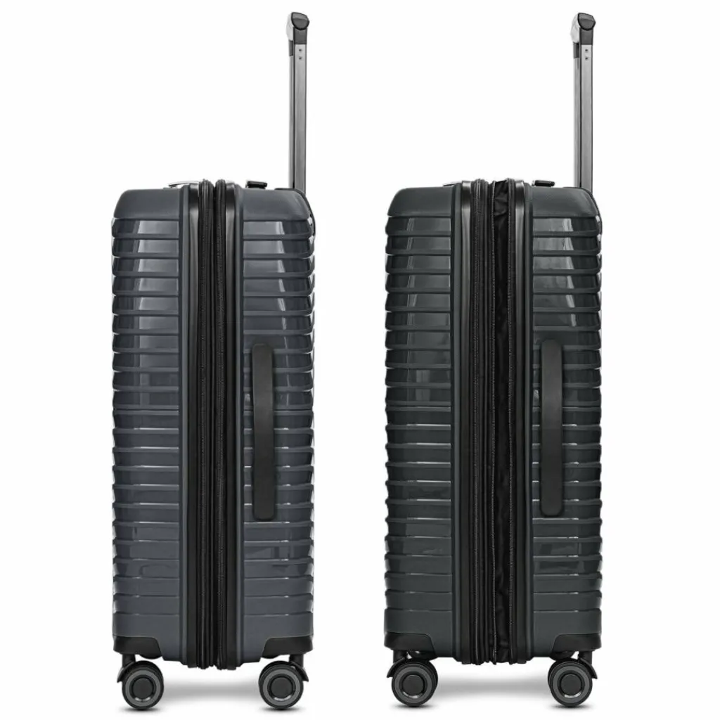 Stratic Hartgepäck|4-Rollen Koffer<Shine 4 Rollen Trolley 65 cm mit Dehnfalte black