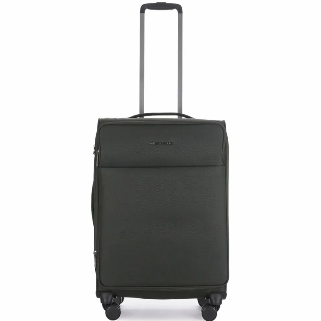 Stratic Weichgepäck|4-Rollen Koffer<Light + 4 Rollen Trolley 68 cm mit Dehnfalte dark green