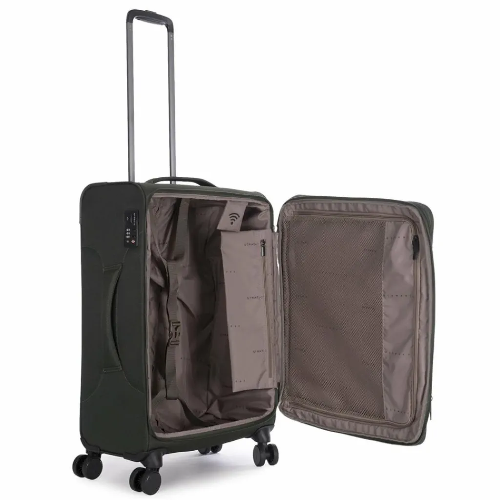 Stratic Weichgepäck|4-Rollen Koffer<Light + 4 Rollen Trolley 68 cm mit Dehnfalte dark green