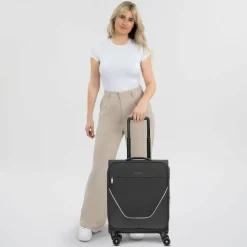 Stratic Weichgepäck Kabinengepäck|4-Rollen Kabinentrolleys<taska 4-Rollen Kabinentrolley S 55 cm mit Dehnfalte anthracite