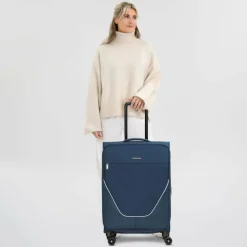 Stratic Weichgepäck|4-Rollen Koffer<taska 4-Rollen Trolley M 65 cm mit Dehnfalte navy