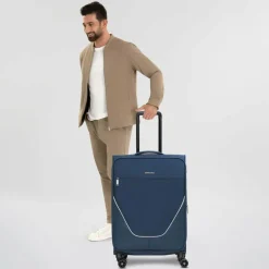 Stratic Weichgepäck|4-Rollen Koffer<taska 4-Rollen Trolley M 65 cm mit Dehnfalte navy