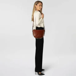 Clearance The Bridge Fedora Umhängetasche Leder 29 cm marrone