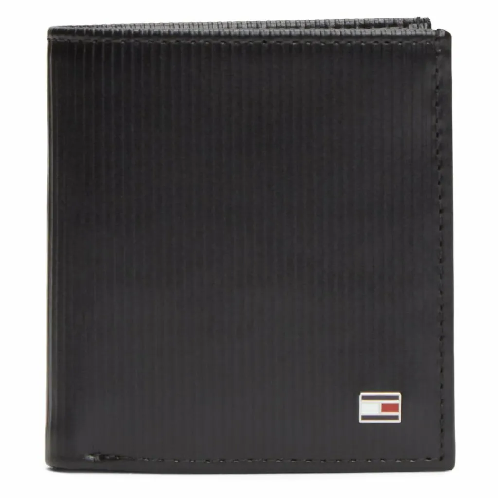 Tommy Hilfiger Herrengeldbörsen Hochformat<TH Flag Geldbörse Leder 9 cm black