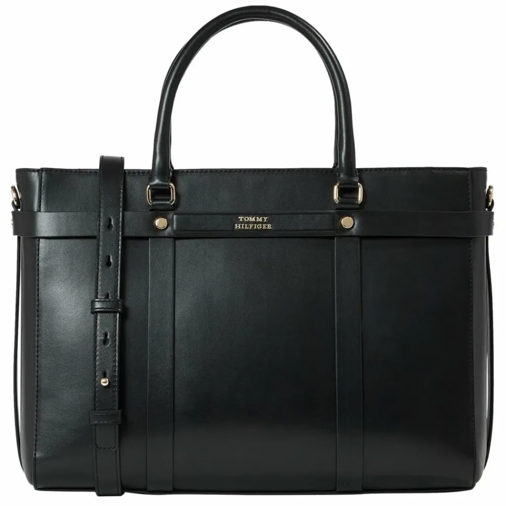 Sale Tommy Hilfiger TH Heritage Schultertasche Leder 38 cm black