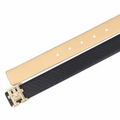 Hot Tommy Hilfiger TH Logo Bombe REV 3.0 Wendegürtel Leder space blue mono-harvest wheat