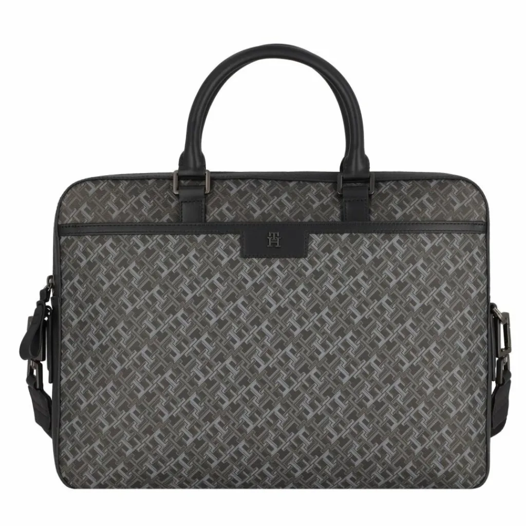 Hot Tommy Hilfiger TH Monogram Aktentasche Leder 40 cm Laptopfach black monogram