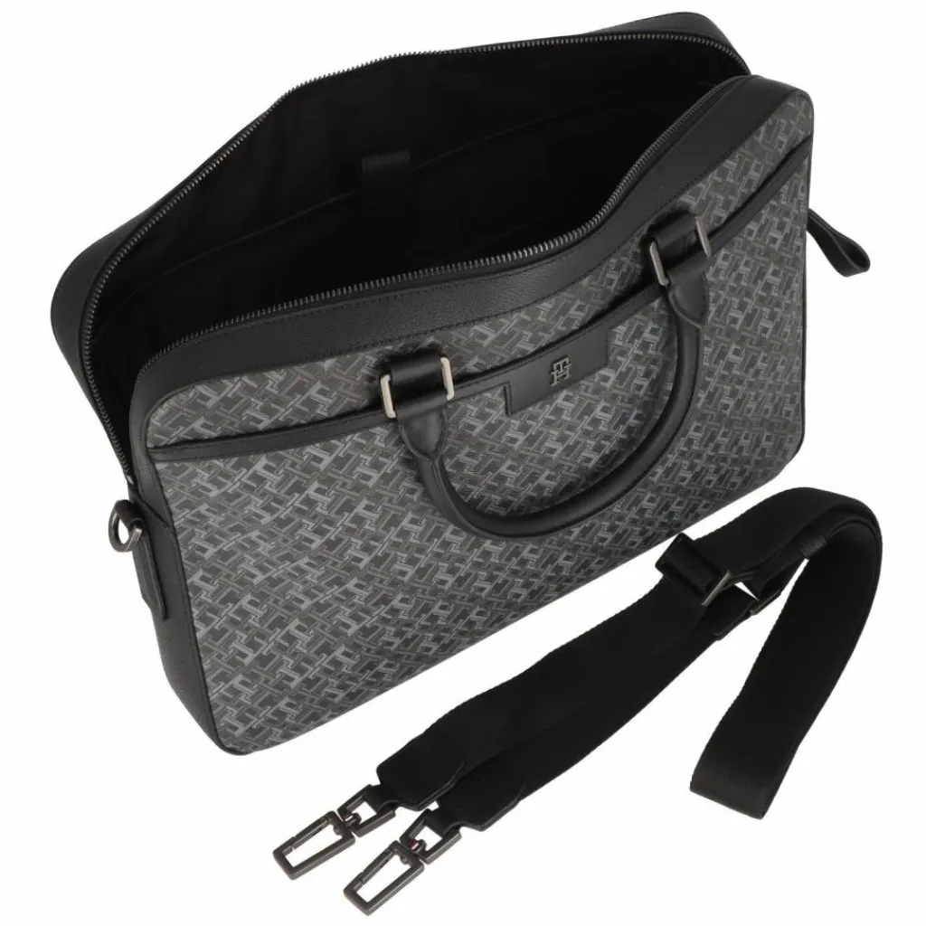 Hot Tommy Hilfiger TH Monogram Aktentasche Leder 40 cm Laptopfach black monogram
