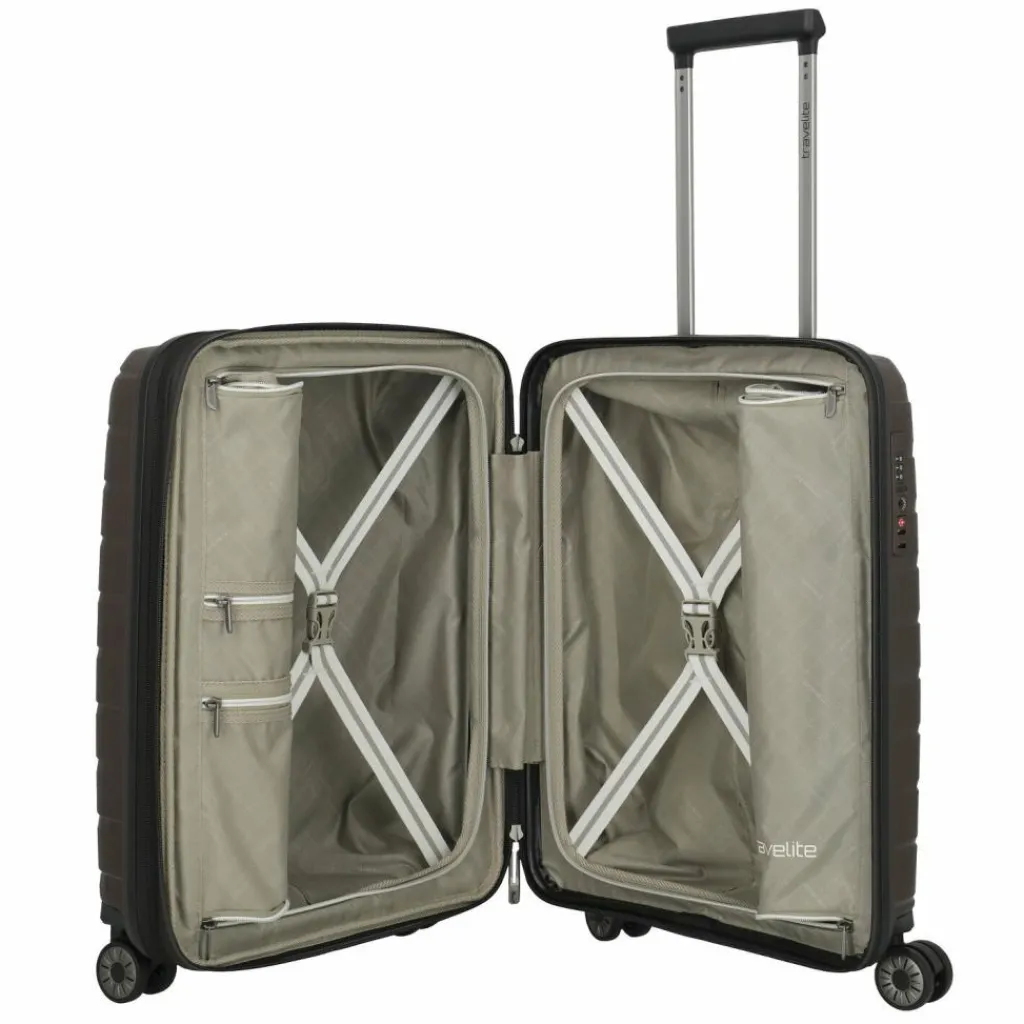 Travelite Hartgepäck Kabinengepäck|4-Rollen Kabinentrolleys<Air Base 4 Rollen Kabinentrolley 55 cm mit Dehnfalte coffee