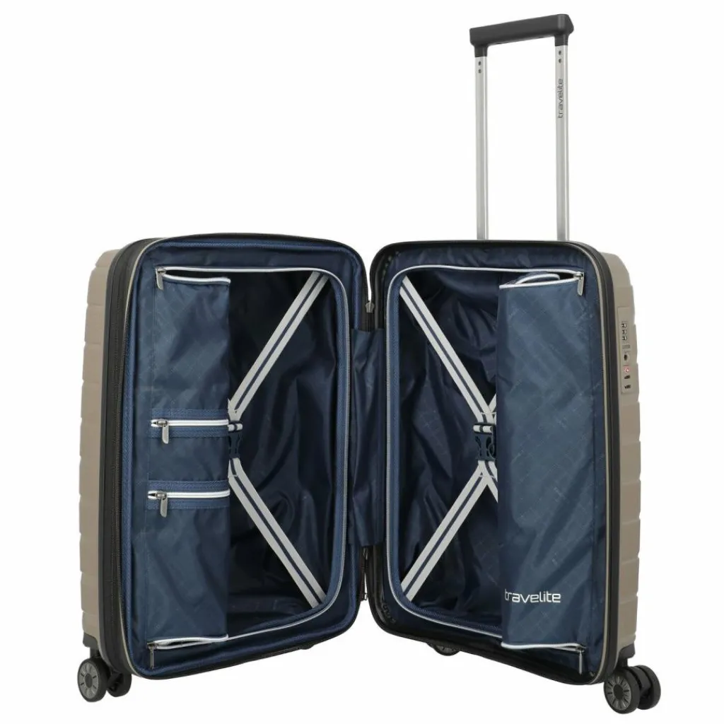 Clearance Travelite Air Base 4 Rollen Kabinentrolley 55 cm mit Dehnfalte champagner