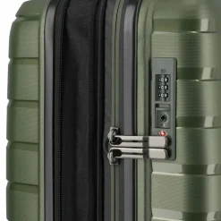 Travelite Hartgepäck Kabinengepäck|4-Rollen Kabinentrolleys<Air Base 4 Rollen Kabinentrolley 55 cm mit Dehnfalte olive