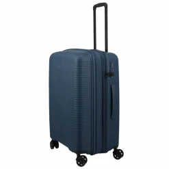 Travelite Hartgepäck|4-Rollen Koffer<Air Stripe 4 Rollen Trolley M 66 cm mit Dehnfalte navy