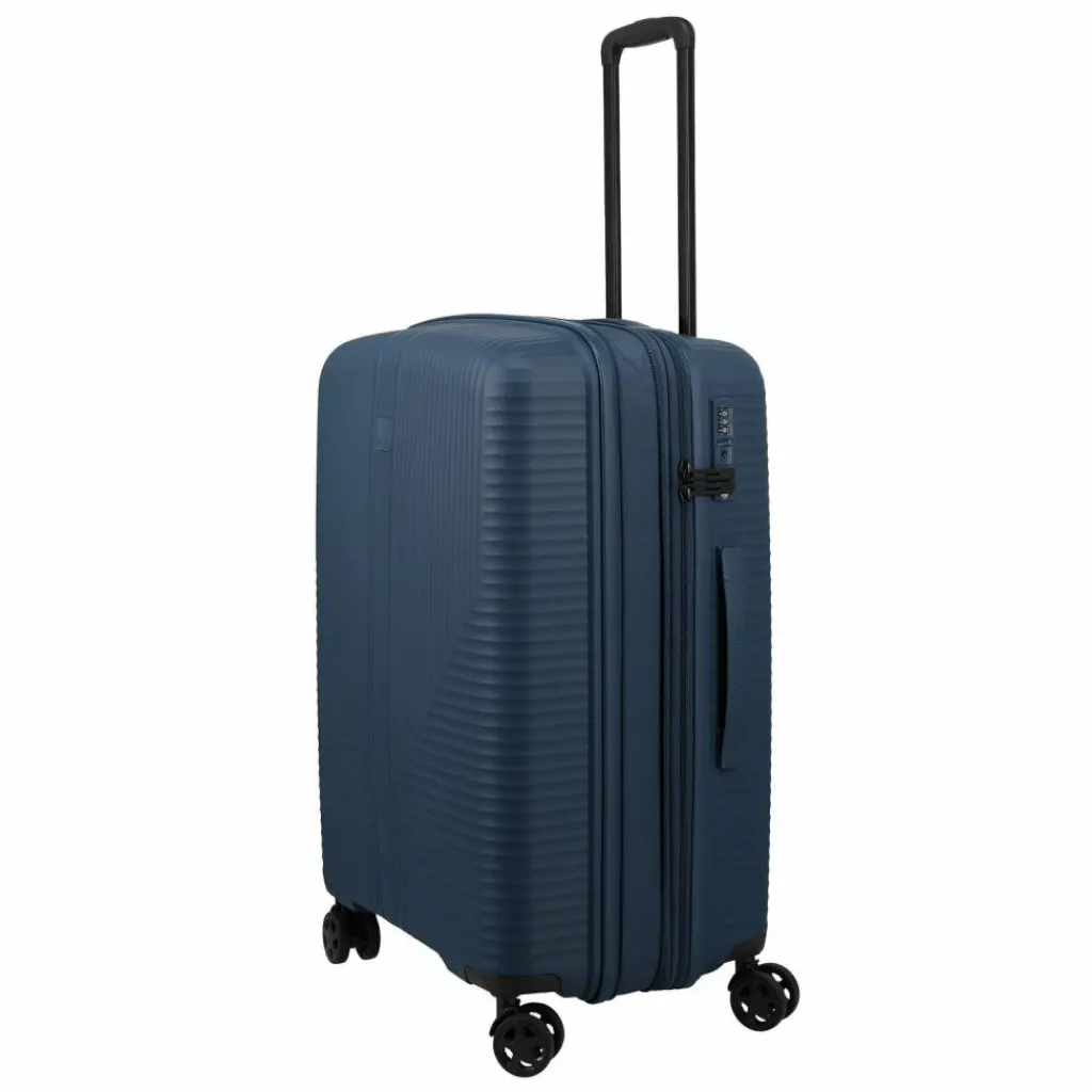 Travelite Hartgepäck|4-Rollen Koffer<Air Stripe 4 Rollen Trolley M 66 cm mit Dehnfalte navy
