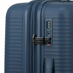 Travelite Hartgepäck|4-Rollen Koffer<Air Stripe 4 Rollen Trolley M 66 cm mit Dehnfalte navy
