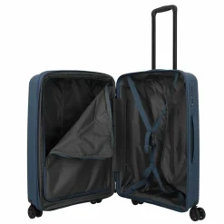 Travelite Hartgepäck|4-Rollen Koffer<Air Stripe 4 Rollen Trolley M 66 cm mit Dehnfalte navy