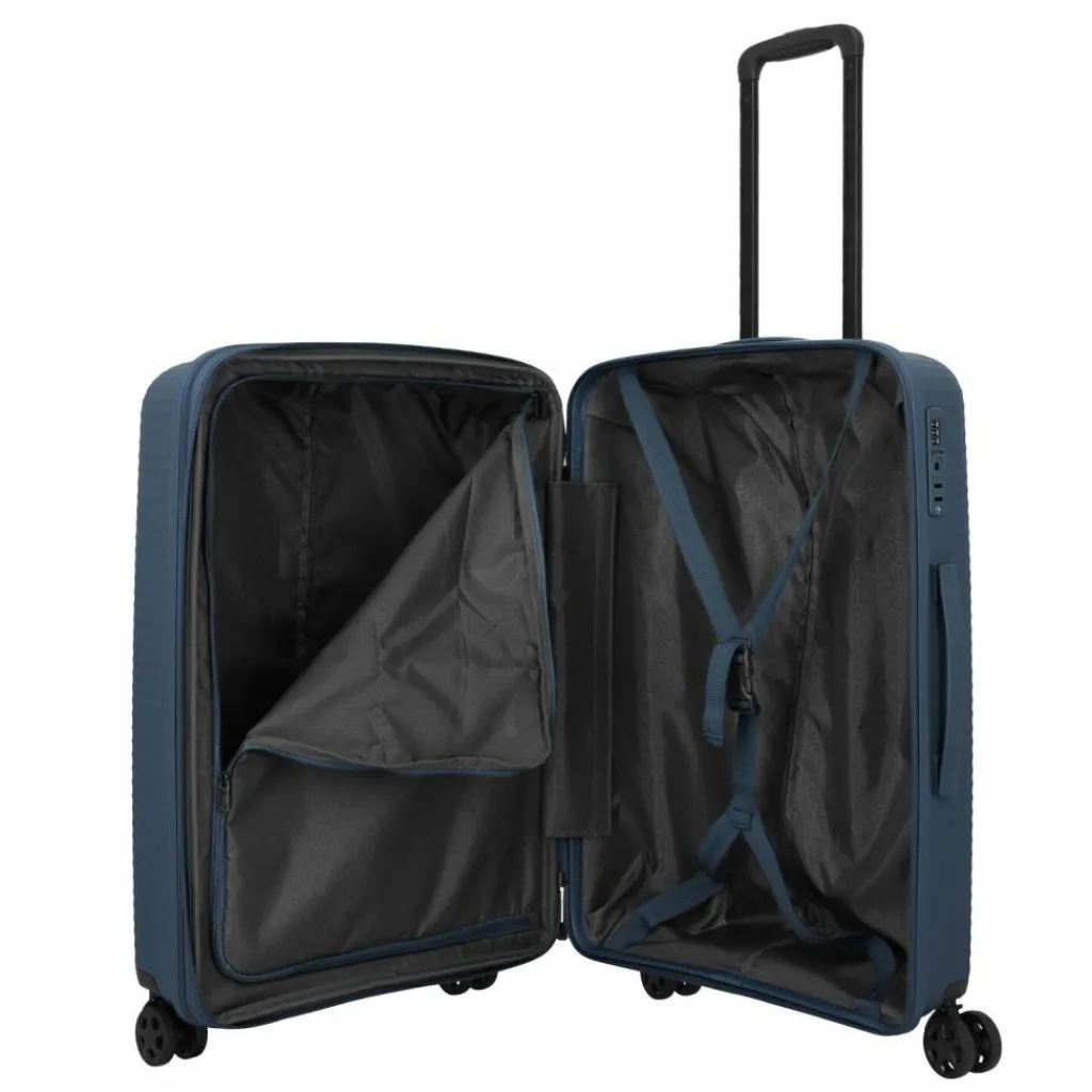 Travelite Hartgepäck|4-Rollen Koffer<Air Stripe 4 Rollen Trolley M 66 cm mit Dehnfalte navy