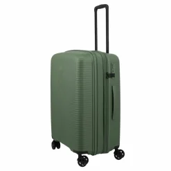 Outlet Travelite Air Stripe 4 Rollen Trolley M 66 cm mit Dehnfalte green