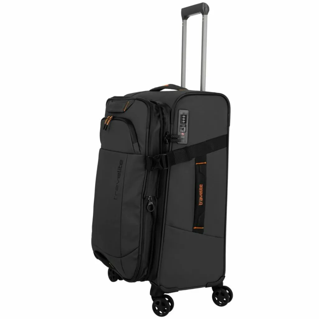 Hot Travelite Briize 4 Rollen Trolley M 67 cm mit Dehnfalte schwarz