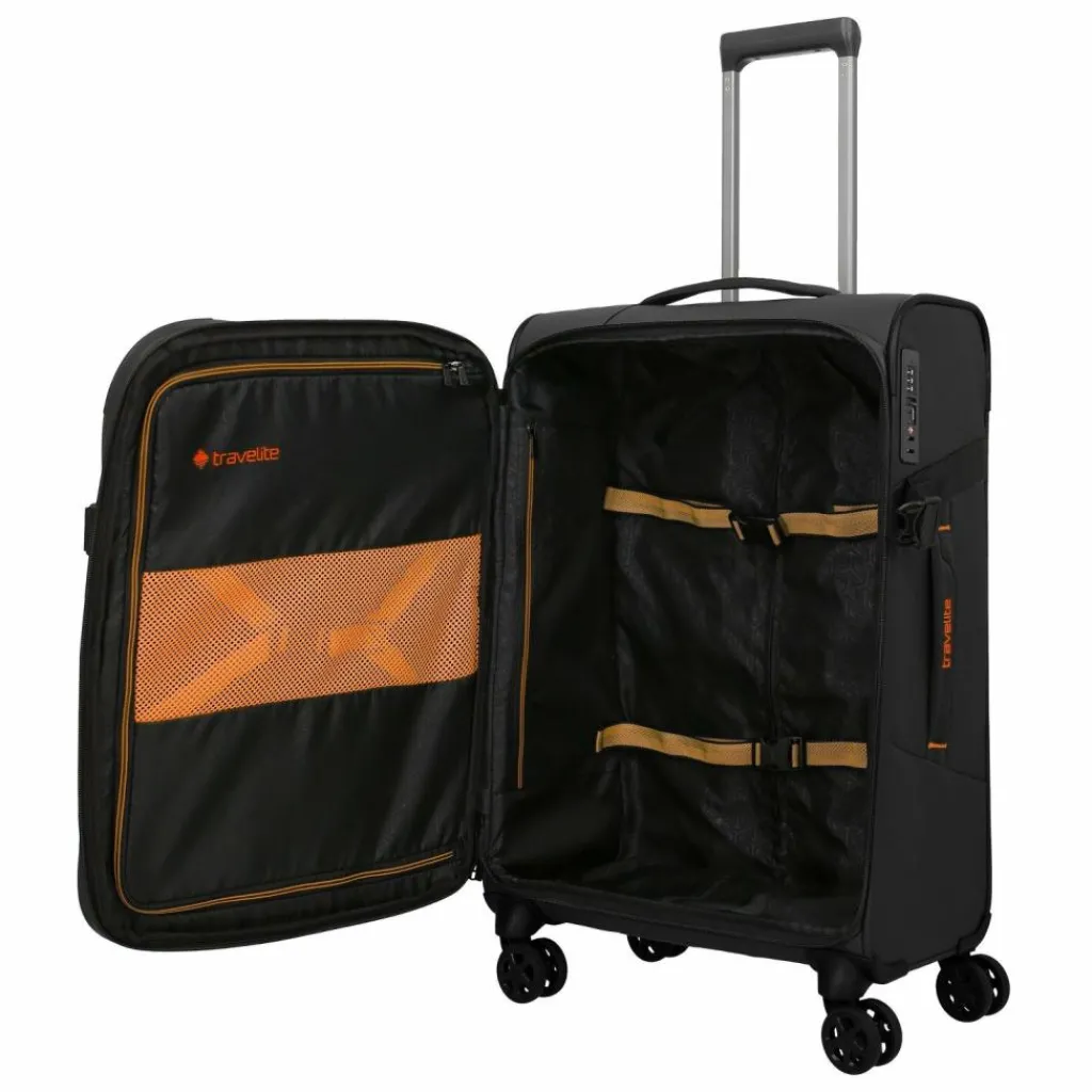 Hot Travelite Briize 4 Rollen Trolley M 67 cm mit Dehnfalte schwarz