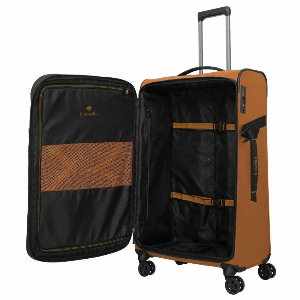 Outlet Travelite Briize 4 Rollen Trolley L 78 cm mit Dehnfalte curry