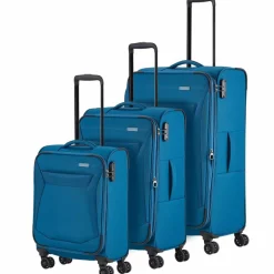Clearance Travelite Chios 4 Rollen Kofferset 3-teilig mit Dehnfalte petrol
