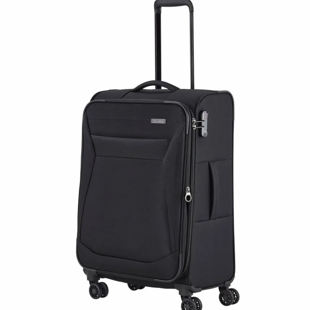 Travelite Weichgepäck|4-Rollen Koffer<Chios 4 Rollen Trolley 67 cm mit Dehnfalte schwarz