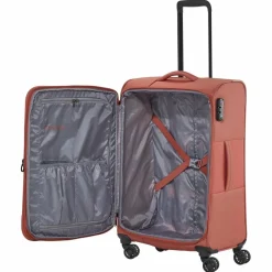 Clearance Travelite Croatia 4 Rollen Kofferset 3-teilig mit Dehnfalte koralle