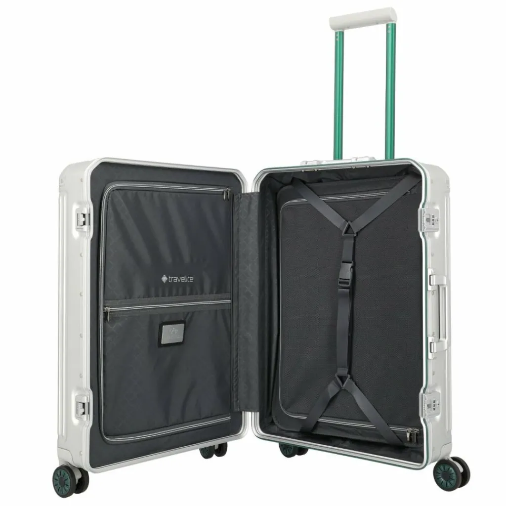 Travelite Hartgepäck|4-Rollen Koffer<Next 4 Rollen Trolley M 67 cm silber-grün