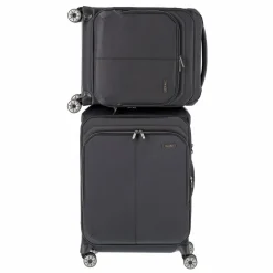 Travelite Weichgepäck Kabinengepäck|4-Rollen Kabinentrolleys<Priima 4 Rollen Kabinentrolley 55 cm mit Dehnfalte schwarz