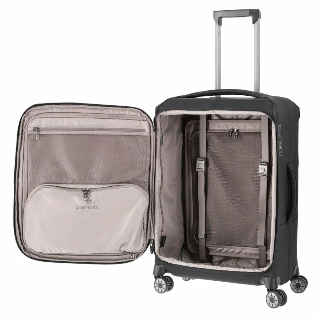 Outlet Travelite Priima 4 Rollen Trolley 68 cm mit Dehnfalte schwarz