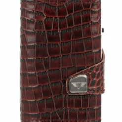 Tru Virtu Visitenkartenetuis<Click & Slide Kreditkartenetui Geldbörse RFID Leder 6,5 cm brown-silver