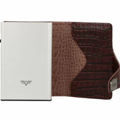 Tru Virtu Visitenkartenetuis<Click & Slide Kreditkartenetui Geldbörse RFID Leder 6,5 cm brown-silver