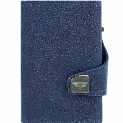 Tru Virtu Visitenkartenetuis<Click & Slide Kreditkartenetui Geldbörse RFID Leder 6,5 cm blue-titan